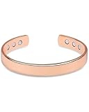 QLEUIFT 1 pcs Pulsera Magnética de Cobre Bronceada Ajustable con 6 Potentes Imanes para Hombres y Mujeres