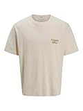 JACK & JONES Male Gedruckt T-Shirt Joracapulco Type tee SS Crew Neck, Blanco Envejecido, L Hombres