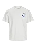 Jack & Jones Printed tee Crew Neck Jjcharge Camiseta Estampada SS Cuello Redondo, Cloud Dancer, L Hombres