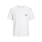JACK & JONES Jorbora Branding tee SS Crew Neck Blk Camiseta, Blanco Brillante, L para Hombre