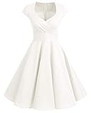 Bbonlinedress Vestido Corto Mujer Retro Años 50 Vintage Escote En Pico White M