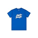 Daft Punk Camiseta Unisex DP Retail Classic Logo Blue Replenishment, Azul, L