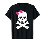 Lindo diseño de calavera con lazo rosa para mujeres y niñas Camiseta