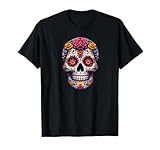 Calavera de azúcar brillante del día de los mu Camiseta