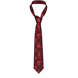 Corbata de hombre con estampado de ciervos animales, corbata casual, divertida para boda, fiesta, oficina, regalo, Calaveras Rojas, Taille unique