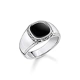Thomas Sabo Anillo unisex de plata de ley 925 negra, ennegrecido TR2388-641-11, 66, Plata, Ónix