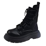 ZXCN Botas de calcetín Gótico Punk Mujeres 2021 Nuevo Lace Retro Up Botas de Tobillo Blanco Negro para Mujer Designer Ladies PU Plataforma de Cuero Botas