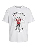 JACK & JONES Jjskull Rock tee SS Crew Neck Camiseta, Blanco/Estampado: Grande, L para Hombre