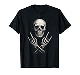 Calavera Rockera con Manos Esqueléticas Cuernos Rock Camiseta