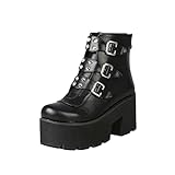 Botas cortas para mujer, estilo gótico Punk, moda de Metal, decoración, botines de plataforma con hebilla, botines de cuero Pu con tacón grueso y cremallera