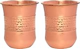 ANCIENTIMPEX Juego de 2 vasos de cobre, martillados y lisos, 250 ml de capacidad para beneficios de salud Ayurveda (curvado)