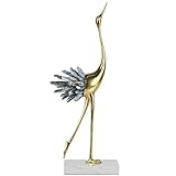 Moderno lujo oro cristal cobre grúa mineral animal aves estatua decoración del hogar Accesorios sala de estar suave TV gabinete vino gabinete decoración (azul A)