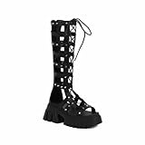 MissHeel Botas góticas sandalias de plataforma sandalias largas romanos punk cool negro, Negro , 42 EU