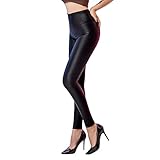 SOGNO D'ORO Leggings Cuero para Mujer Pantalones Medias de Cuero de imitación Pantalones de Cuero Sexy Pantalones de PU elásticos de Cintura Alta Ajustados Sexy