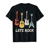 Lets Rock Rock n Roll Guitar Retro Gift Men Women Shirt Camiseta
