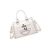 Bolso de mano con diseño de calavera con tachuelas, estilo punk, bolso de hombro de gran capacidad, bolso colorido para niñas, fácil de llevar, para mujeres, moda casual, White, One Size