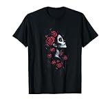 Día de los Muertos Calavera de Azúcar con Rosas Rojas Artístico Gótico Camiseta