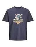 JACK & JONES Joreight Skull tee SS Crew Neck Camiseta, Noche Sombra Azul, M Hombres