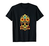 Mosaico de calavera, flores de colores brillantes Camiseta