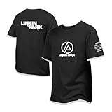 Camiseta De Hombre Camiseta Activa Ropa Superior para Linkin Park Patchwork Media Manga Cuello Redondo Cómodo Estampado De Manga Corta Chándal-Black||L