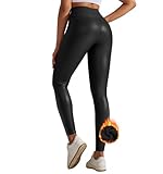 Getervb Leggings Push Up Mujer Cuero Sexy Pantalones Piel Sintética Tiro Alto Elásticos Medias de Cuero de Imitación Pantalones de PU Casual