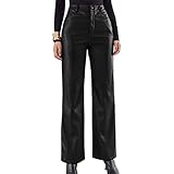 ORANDESIGNE Pantalones de Cuero Sintético para Mujer de Cintura Alta Sexy Góticos Punk Y2K Streetwear Pantalones Recto de Ajuste Delgado Ropa de Club C Negro XL