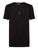 Philipp Plein Camiseta Black Cut Cuello Redondo Cráneo, Negro/Negro