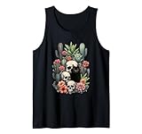 Gato con suculentas y una calavera, estilo retro Camiseta sin Mangas