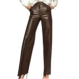 vokkrv Pantalones de Cuero Mujer Casual Moda Pants Jogging Slim Fit Retro Vintage Pantalones Largos Fiesta Elegante Deportes gótico Punk Pantalones Bolsillos