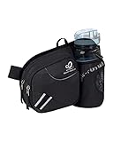 Waterfly Riñonera Running Deportiva Hombre Mujer con Soporte para Botellas Bolsa de Cintura para Correr Senderismo (Negro)