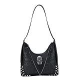 SHOOYIO Bolsa de hombro vintage con diseño de calavera para niñas y mujeres, bolsa punk, bolsa de gran capacidad, bolso de ocio