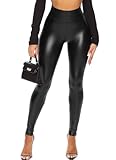 Navneet Leggins Cuero Leggings Mujer Push Up Cintura Alta Pantalones Elasticos Leggins Termicos Invierno Disfraz Halloween, B1 Negro Mate, L