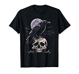 Camisa de calavera y cuervo negro calavera oculta gótica Camiseta