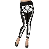W WIDMANN MILANO Party Fashion, Skeleton Leggings, diseño único Dia De Los Muertos, comodidad óptima, grosor ideal 75 DEN, talla L/XL, versátil para toda ocasión