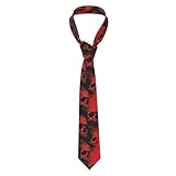 peiyeety Corbatas con calaveras abstractas en rojo y negro para hombre: corbata formal, corbata estampada para hombre, ideal para bodas, negocios y bailes