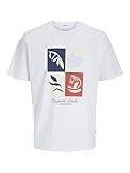 JACK & JONES Jorcanggu Front Branding tee SS Cn, Blanco Brillante, L Hombres