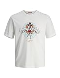 JACK & JONES Jorcoconut Skull tee SS Crew Neck Camiseta, Blanco Brillante, S Hombres