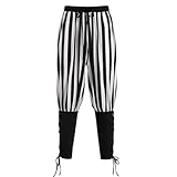 Odizli Pantalones medievales largos de lino para hombre, góticos, steampunk, victoriano, Halloween, carnaval, cosplay, negro blanco, L