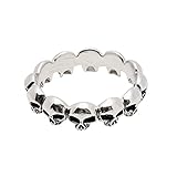 TreasureBay Anillos de plata de ley 925 para mujer, anillo de calaveras de plata de ley para mujeres, niñas y adolescentes, Plata de ley