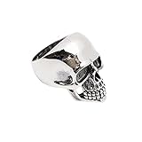 Anillo de motociclista de plata de ley 925 con diseño de calavera de esqueleto pesado para hombres, anillo de motociclista gótico punk de calavera tamaño: R T W U Y Z, Plata de ley