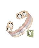 YINOX Anillo magnético femenino tricolor de cobre puro 99,99%, 3.500 Gauss 4 anillos magnéticos, anillo adecuado para mujeres
