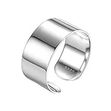 Silvora anillo hombre plata ancho 10mm anillo matrimonio ajustable plata 925 anillos abiertos