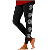 Cexiakong Pantalones de yoga para mujer, diseño de calavera, pantalones deportivos largos y ligeros, divertidos, punk, térmicos, estampados, leggins deportivos, yoga, gimnasio, pantalones deportivos