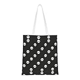 bradkke Bolsa de lona con diseño de calavera y rosa para mujer, bonitas bolsas de tela de algodón reutilizables para la escuela, compras, playa, comestibles, calavera, Talla única