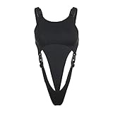 Fashionapple Body De Tirantes Recortados De Verano con Hebilla De Hombro Sin Mangas Sexy Gótico Body De Mujer