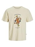 JACK & JONES Joranatomy Skull tee SS Crew Neck Sn, Blanco Envejecido, XL Hombres