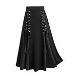 Falda pantalón Estilo Medieval gótica Fruncida, de Corte Alto, básica, Steampunk, Maxi, Entallada, para Mujer, a la Moda 2025, I-265 Negro, XL