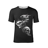 HUGS IDEA Camisetas con estampado gráfico 3D, camisetas casuales de manga corta para hombre, camisetas de verano, XS-4XL, Calavera negra., XS