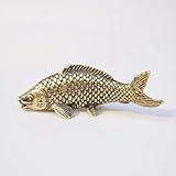 Decoración de latón antiguo, figura retro de peces de carpa, mesa de té en miniatura, adorno pequeño de cobre, animales, Feng Shui, manualidades, decoración del hogar, 7,8 x 2,6 cm