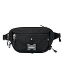 Waterfly Riñonera con cinturón ajustable, con bloqueo RFID, antirrobo, para mujeres y hombres, viajes, correr, caminar, senderismo, uso diario, Black